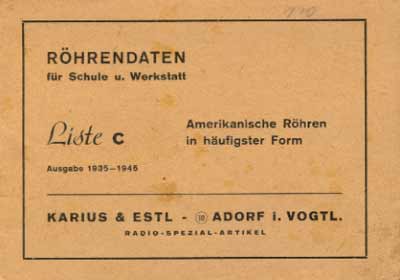 R&ouml;hrendaten f&uuml;r Schule und Werkstatt, Liste C